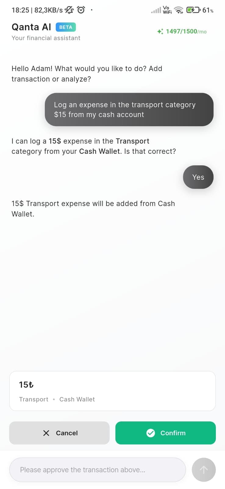 AI ile İşlem Ekleme